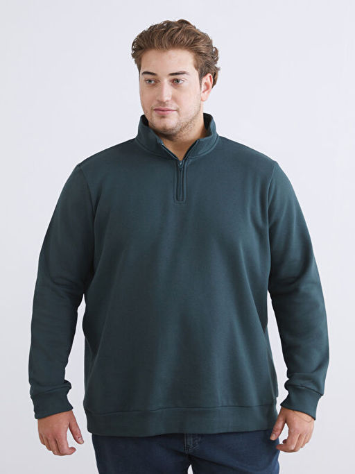 B?y?k Beden Dik Yaka Erkek Sweatshirt
