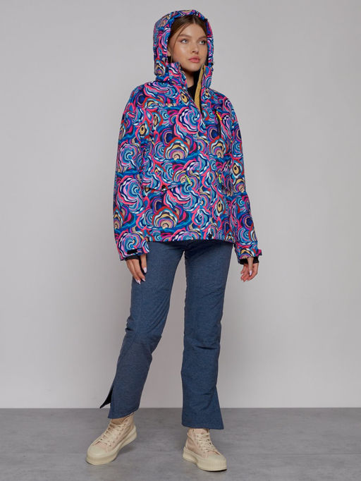 Горнолыжная куртка женская зимняя синего цвета 2302-2S - Mtforce фото 14