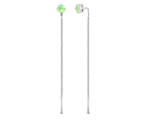 Серьги из серебра лунный камень зеленый, Ю-28001р
