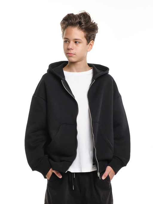 Зипка толстовка для мальчика с шевроном 22-0430 черный