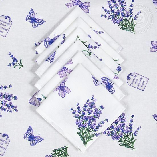 Столовый набор Сиреневая дымка:скатерть 150*250 см.+12 салф. рогожка - Лен поволжья фото 3