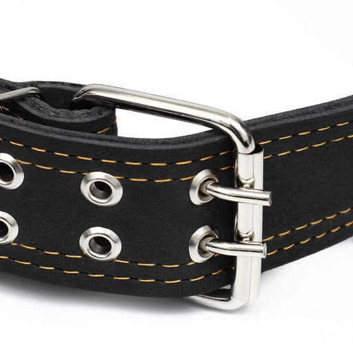 Ошейник кожаный двухслойный украшенный, 85 х 4.5 см, ОШ 50-70 см, чёрный - Пижон фото 3