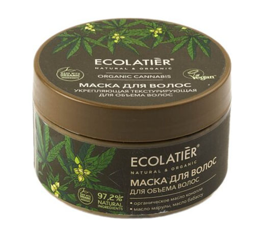 Ecolatier Organic Farm GREEN Маска д/объема волос Укрепл.Текстурир."CANNABIS Oil" 250мл банка
