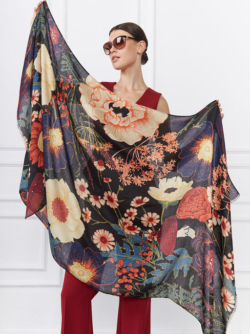 Большой, мягкий, тонкий и очень нежный двусторонний палантин с рисунком. - Tantino фото 14