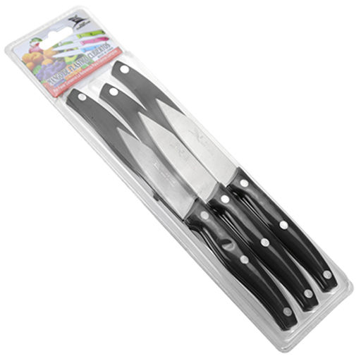 Нож для овощей 80мм из нержавеющей стали, пластмассовая ручка "Пират" (Китай) Цена указана за штуку. В блистере 6 штук.