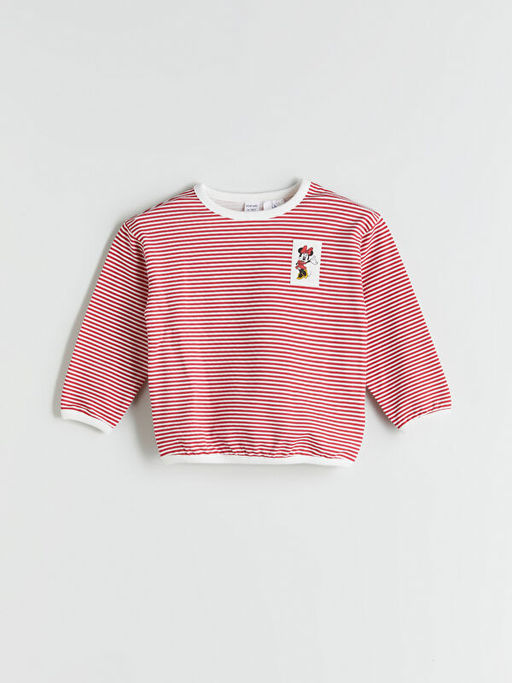 Bisiklet Yaka Minnie Mouse Bask?l? K?z Bebek Sweatshirt ve Tayt 2li