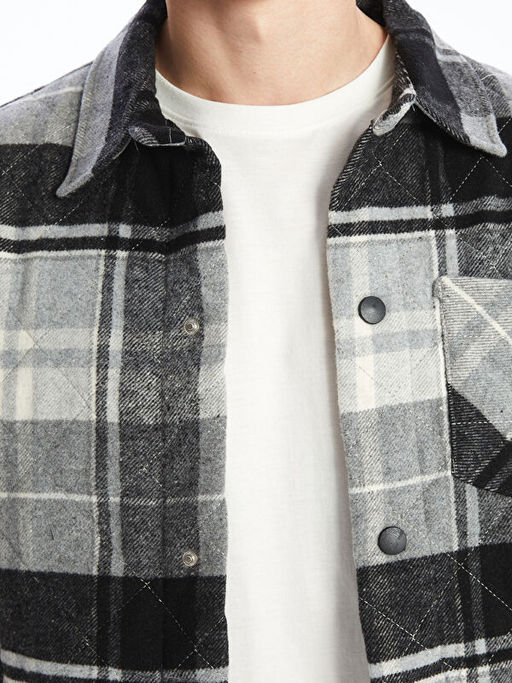 Regular Fit Uzun Kollu Ekose Erkek G?mlek Ceket