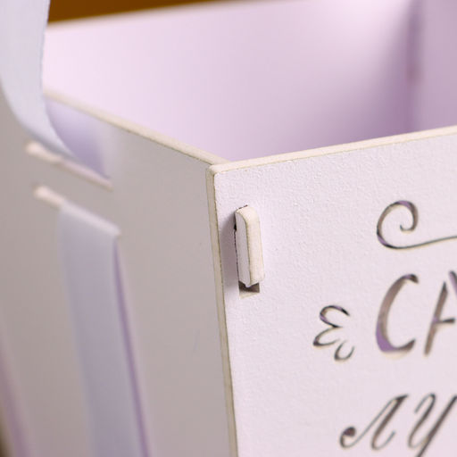 Кашпо деревянное Самой лучшей маме (12*12*10,5) Сиреневый пастель-белый - Simaland фото 5