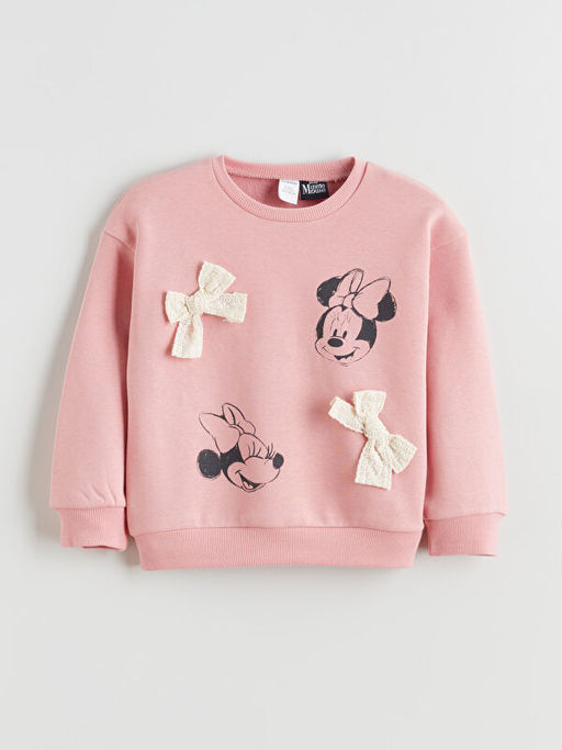 Minnie Mouse Bask?l? K?z ?ocuk Kal?n Sweatshirt
