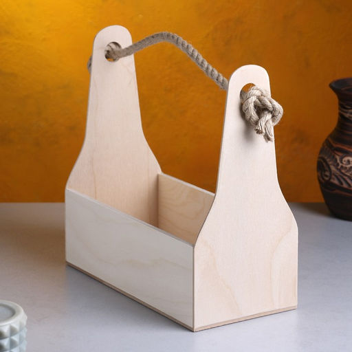 Кашпо деревянное 241120 см Стелла Моно, ручка верёвка, натуральный - Дарим Красиво фото 2