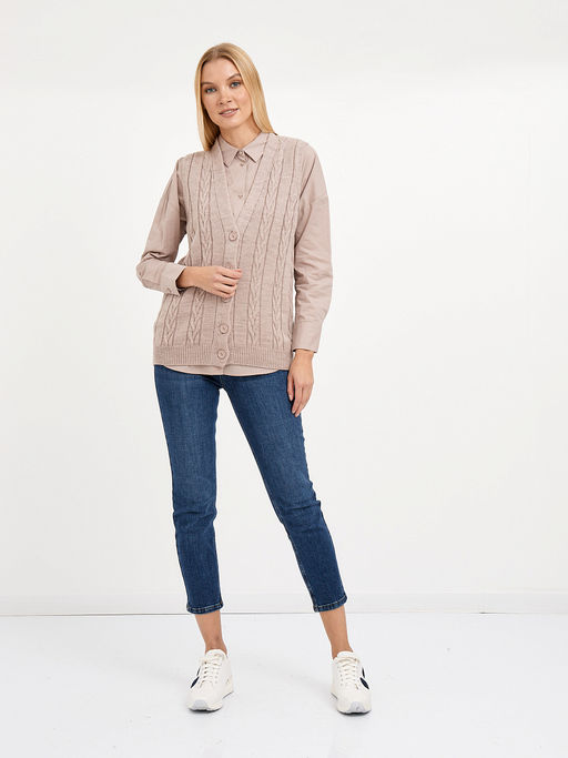 кардиган женский без рукавов с косами - Glenfield фото 2