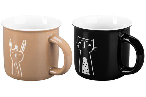 Набор 2 кружек 400 мл 12,5*9,5*8,8 см Кот и Заяц фарфор NEW BONE CHINA - Elan gallery фото 6