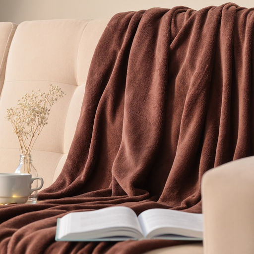 Плед «Этель», 180×200 см, корал-флис, коричневый