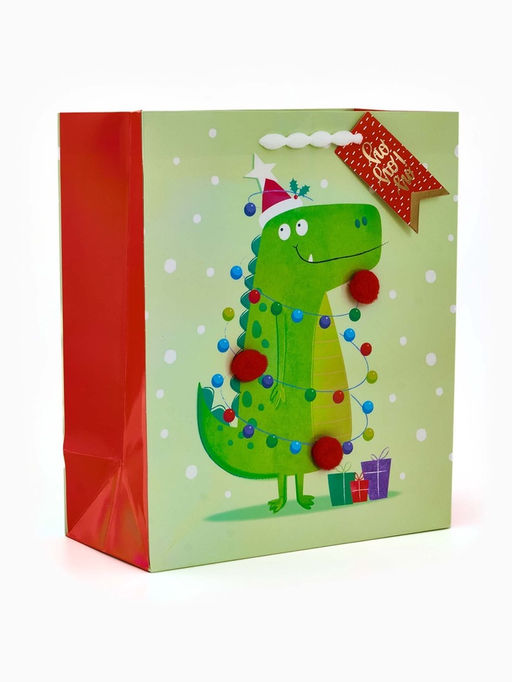 Набор подарочных пакетов «Новый год», 3 шт., голография, с шильдиком и объёмным декором, 25×30.5×12.5 см