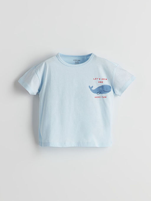 Bisiklet Yaka Bask?l? Erkek Bebek Ti??rt