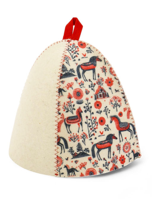 Шапка для бани и сауны Мезенские кони, полиэфир 70%, шерсть 30% - Simaland фото 2