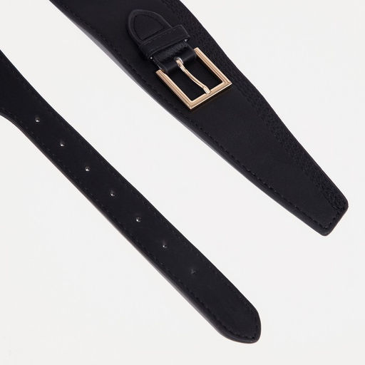 Ремень женский широкий, 105×6.5 см, пряжка металл, золотистая, чёрный