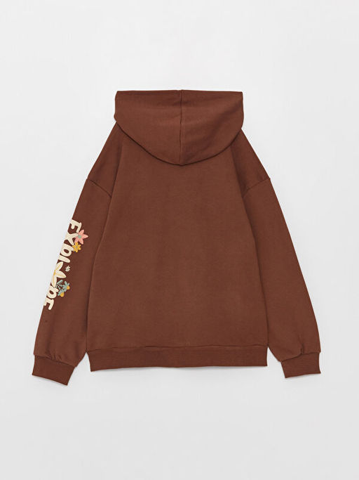 Kap??onlu Bask?l? Uzun Kollu K?z ?ocuk Sweatshirt - Waikiki фото 2