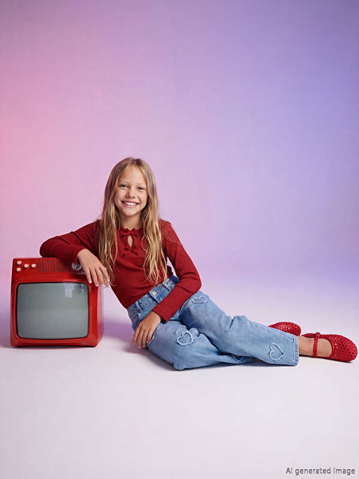 Wideleg K?z ?ocuk Jean Pantolon