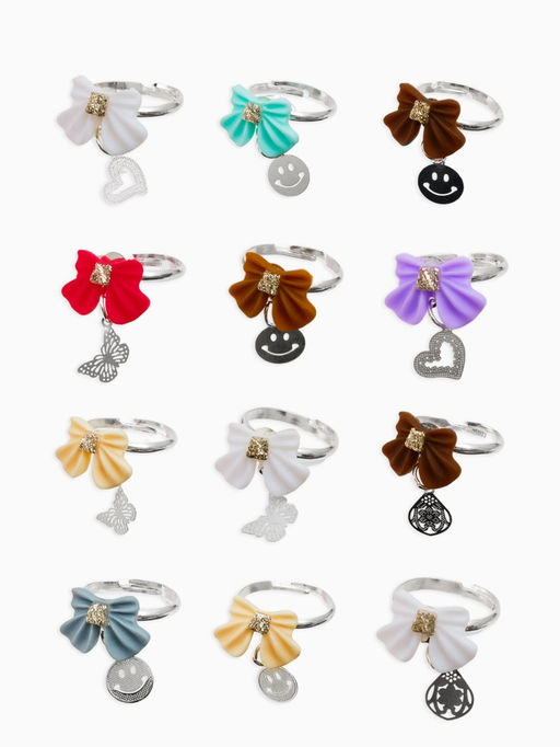 Цена за 36 шт. Кольцо «Выбражулька. Бант», с подвеской, МИКС, безразмерное