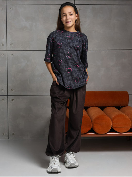 Футболка "Принт" Графит Девочка