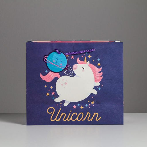 Цена за 2 шт. Пакет подарочный, упаковка, «Unicorn», 27 х 23 х 11.5 см