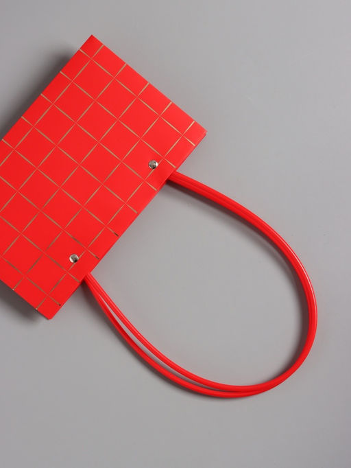 Цена за 10 шт. Сумка переноска для цветов, влагостойкая, красная. с тиснением, 22×10.5×13.5±5% см