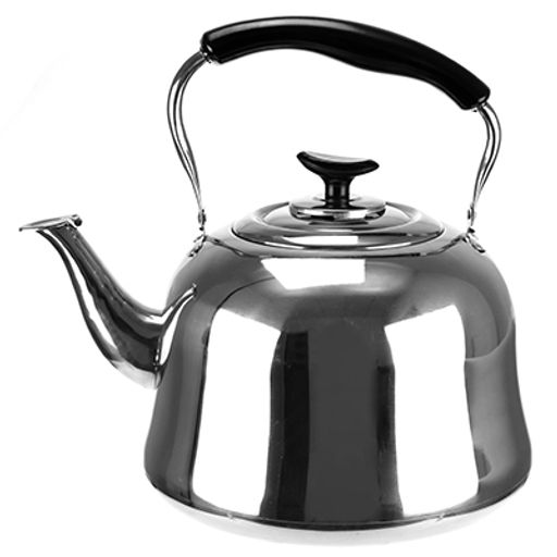 "Новосел" Чайник из нержавеющей стали 5,8л, д24см h19,5см, со встроенным в крышку свистком, подвижная пластмассовая ручка, цветная коробка (Китай)