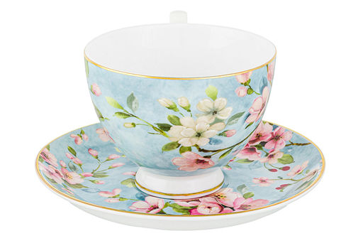 Чайн. наб. 12 пр. 300 мл Яблоневый цвет на голубом на ножке, NEW BONE CHINA - Elan gallery фото 7