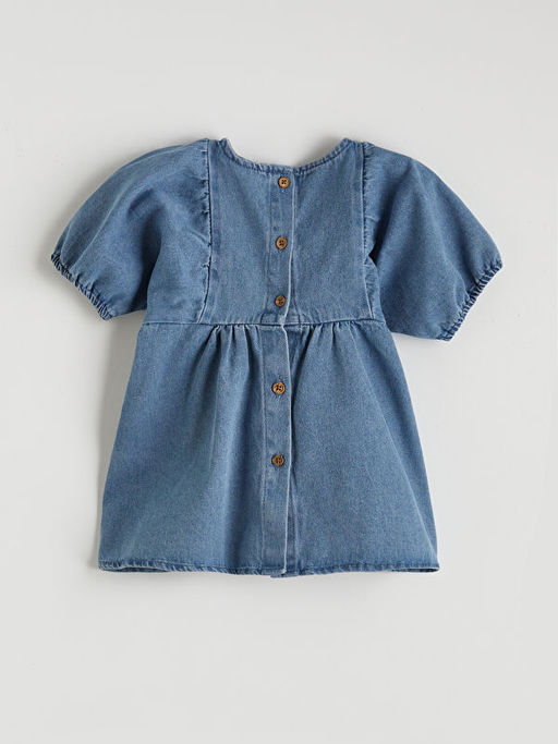 Bisiklet Yaka ?i?ekli K?z Bebek Jean Elbise