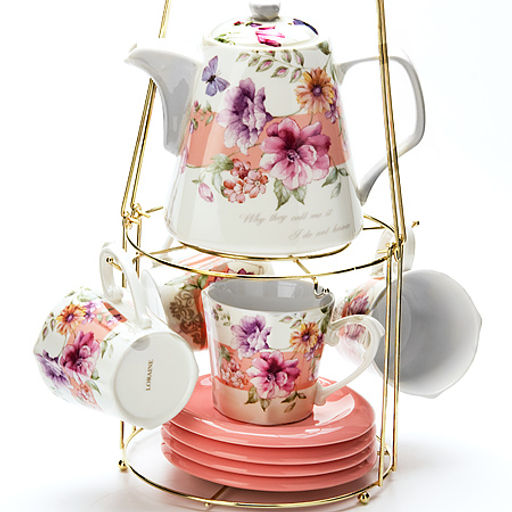 24733 Чайный набор 9пр 1,1л на мет/подст LR (х6)