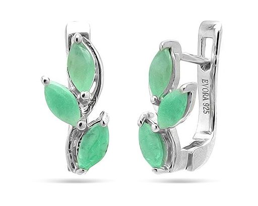 Серьги из серебра изумруд берилл, Тика