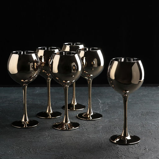 Набор бокалов для вина «Золото», 280 мл, 6 шт, цвет золотой