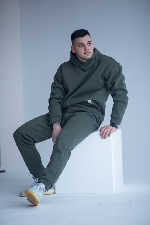 Костюм утепленный футер 3-нитка начес , хаки 265