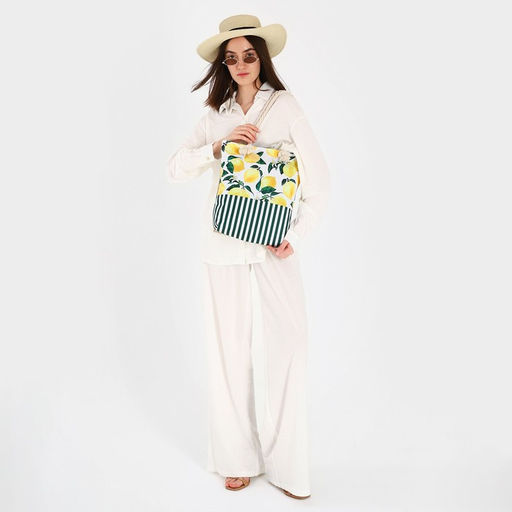 Сумка пляжная на молнии, цвет белый/жёлтый - Nazamok фото 20