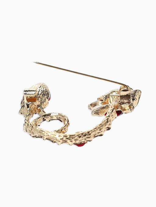 Брошь «Цветок» роза бутон, цвет красный в золоте