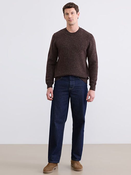 Bisiklet Yaka Y?n Kar???ml? Erkek Triko Kazak