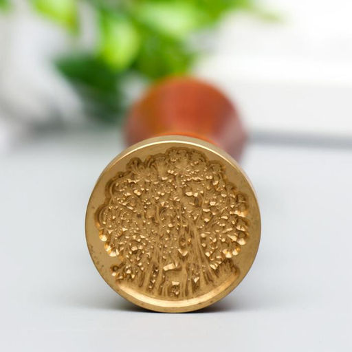 Печать для сургуча с деревянной ручкой "Олень в лесу" 9х2,5х2,5 см