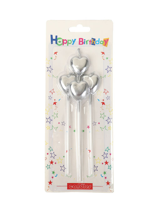 Свеча 4 штуки Сердце набор / GT-6silver /уп 360/ серебро