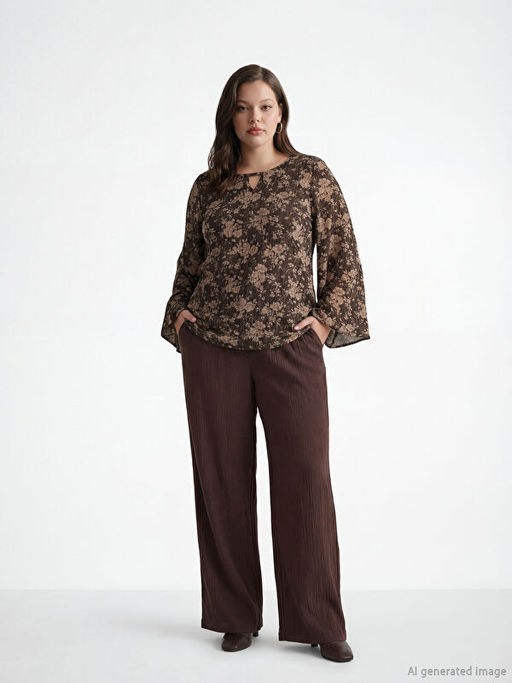 Beli Lastikli Dokulu Saten Kad?n Pantolon