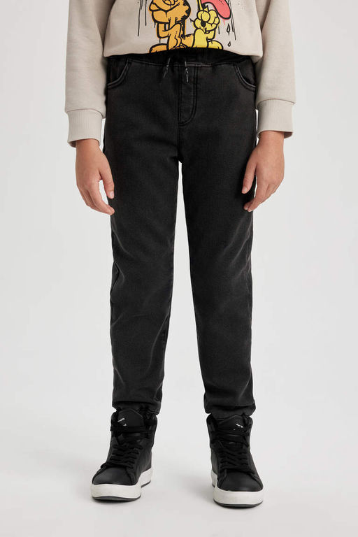 Джинсовые брюки Jogger с эластичной окантовкой для мальчиков на флисовой подкладке - Defacto фото 4