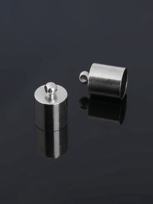 Концевик-шапочка, СМ-165, (набор 5 шт.), 1.2?0.8 см, d(вн.)=0.7 см, цвет серебро