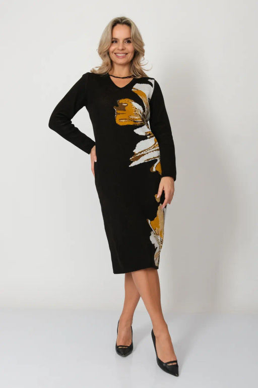 ЗЛАТА Платье В 2363/ черно-горчичный