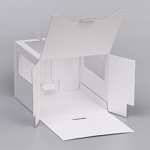 Коробка под торт 2 окна, с ручками, жемчуг, глянцевая, 24 х 24 х 20 см - UPAK LAND фото 7