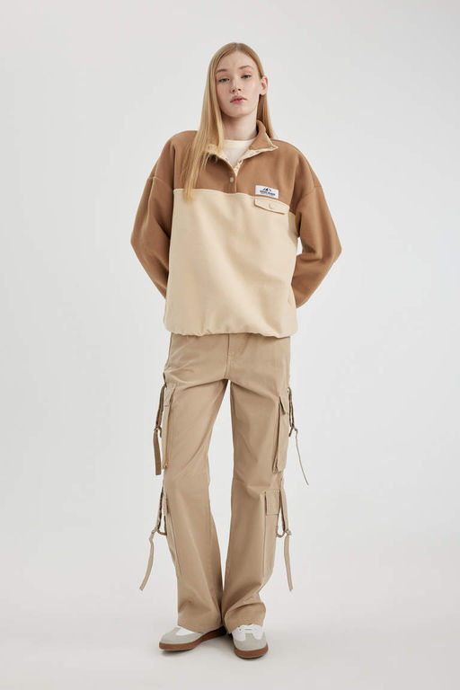 Флисовый свитшот свободного кроя Cool - Defacto фото 2