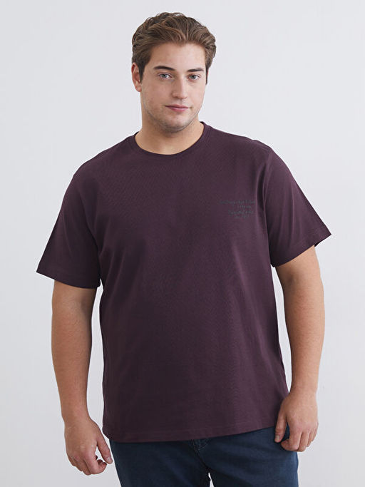 B?y?k Beden Bask?l? Penye Erkek Ti??rt