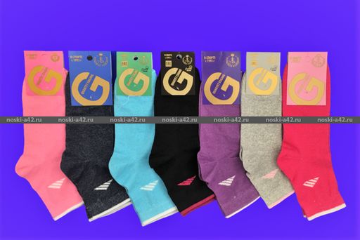 Цена за 10 пар. Золотая Игла носки женские спортивные с лайкрой с-1111 23-25  фото 6