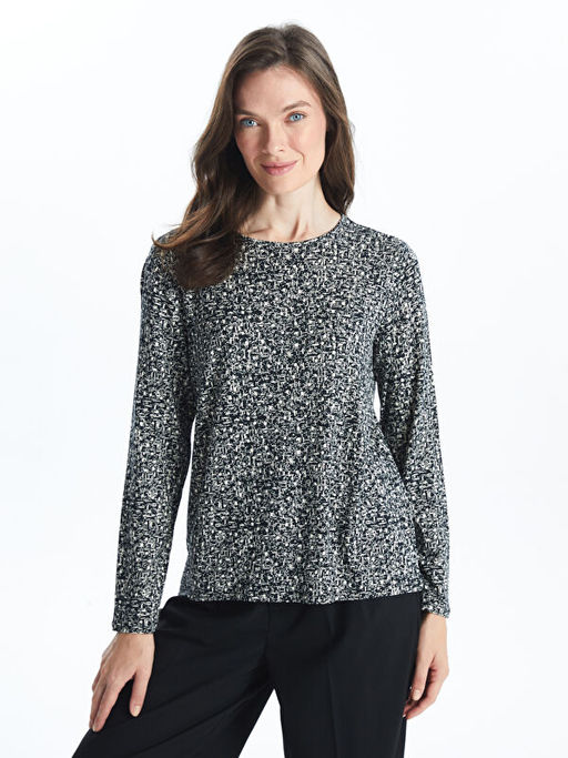 Bisiklet Yaka Desenli Kad?n Bluz