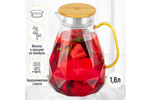 Кувшин Elan Gallery Crystal glass стекло 1.8 л с фильтром и крышкой  фото 8