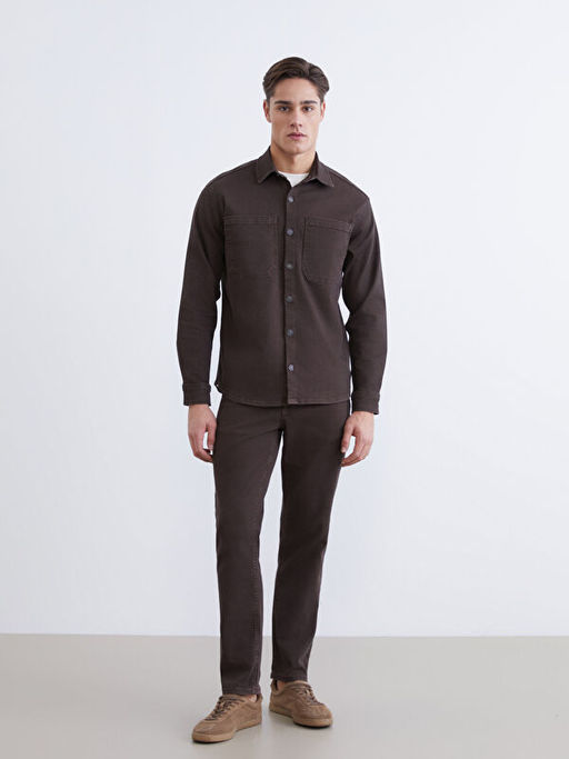 Standart Kal?p G?mlek Yaka Erkek Jean Ceket